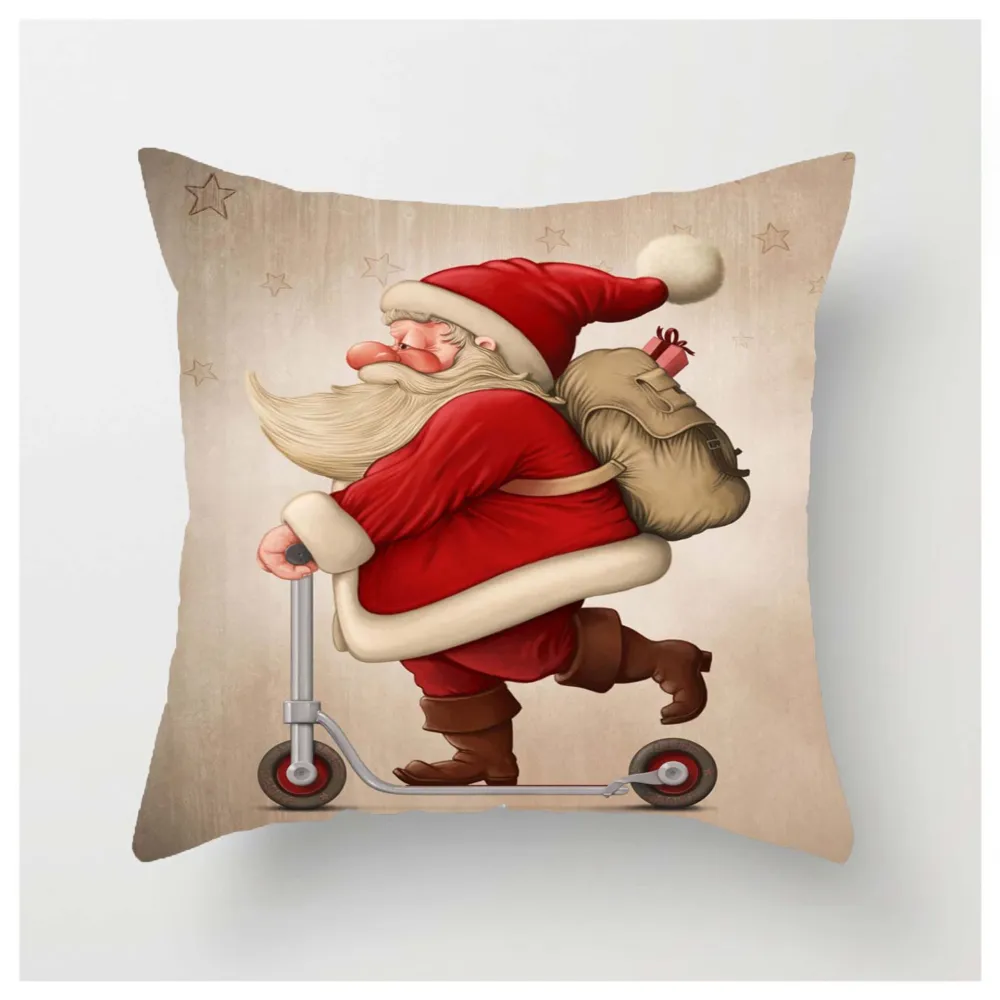 Linen Santa Print Pillowcase