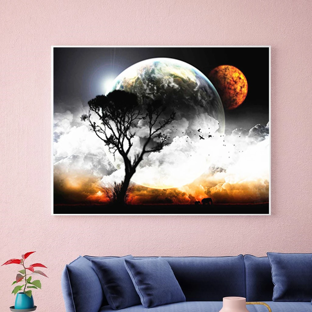 Moon Starry Sunset Sky Cross Stitch Diamond Painting