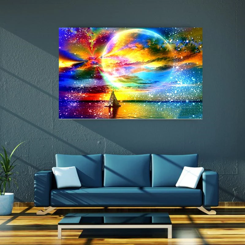Moon Starry Sunset Sky Cross Stitch Diamond Painting