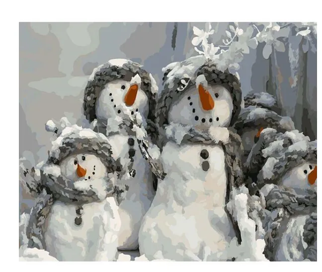 Family Of Snowmen - DIY Painting By Numbers Kit