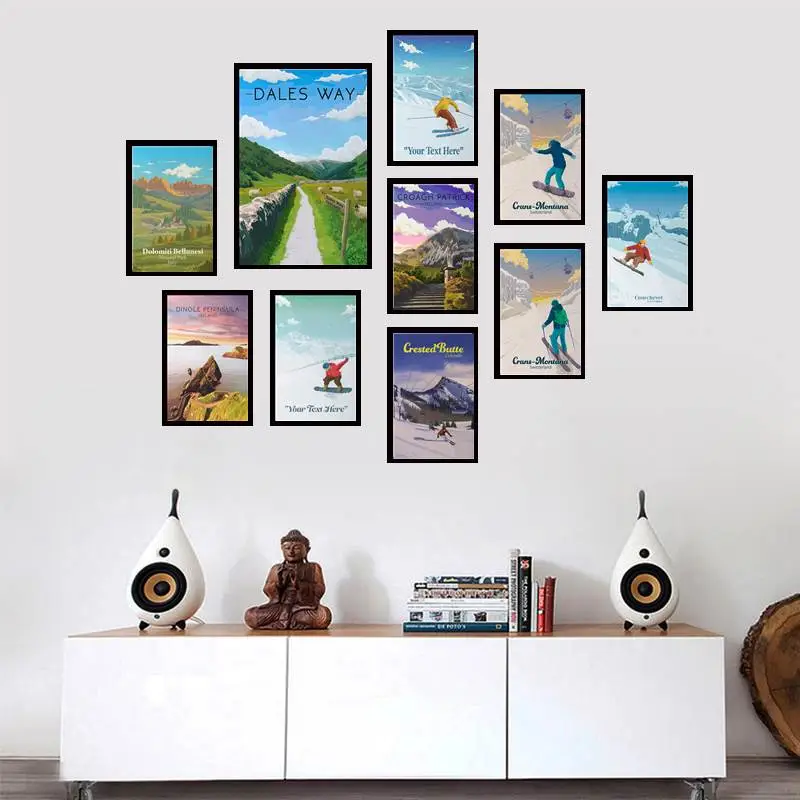 French Mountain Ski Resort Vintage Bedroom Wall Artist Home Decoration Poster