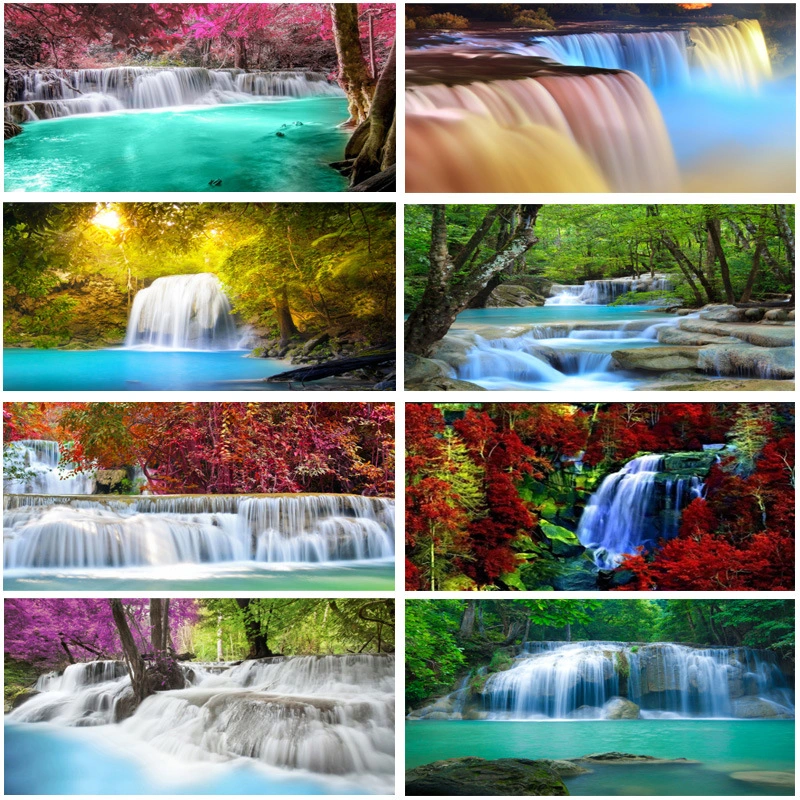 Diamond painting 5d full diamond colorful waterfall scenery