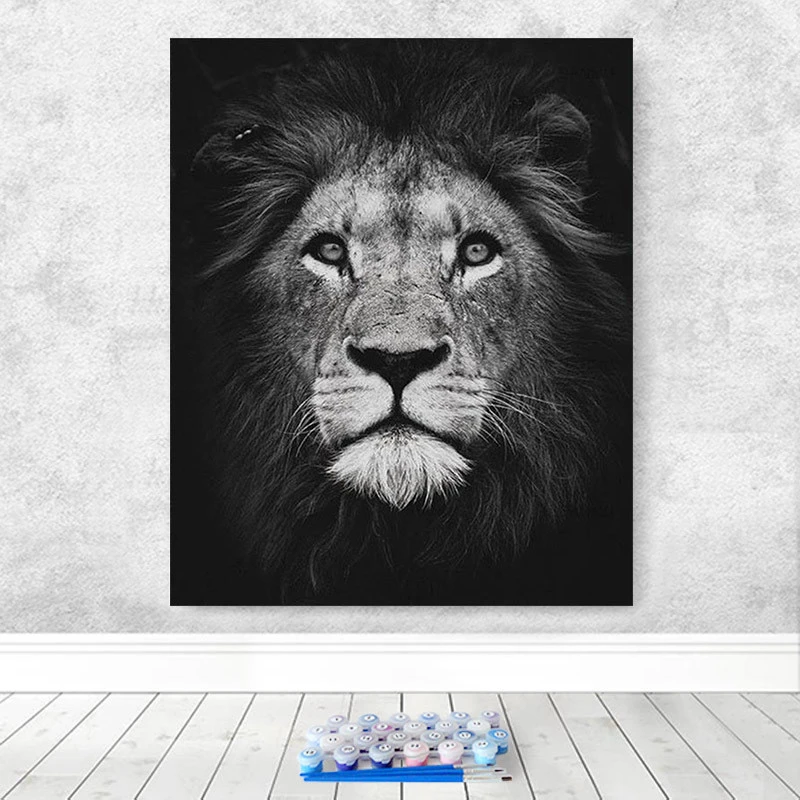 Cat lion wild animal oil painting