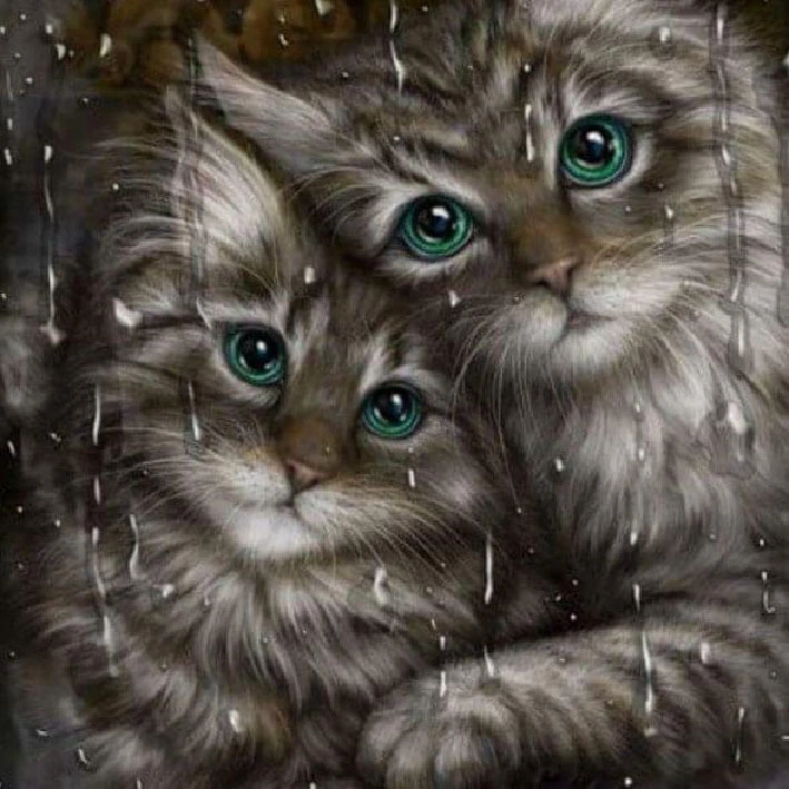 Full Rhinestone Persian Double Cat Sticker Rhinestone Cross Stitch Painting