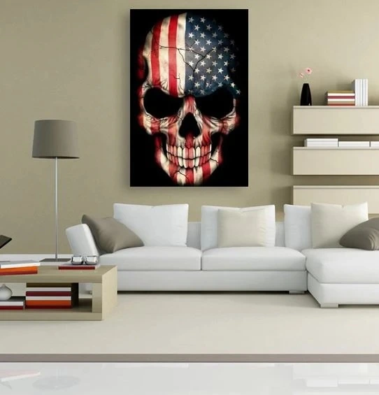 American skull diamond painting