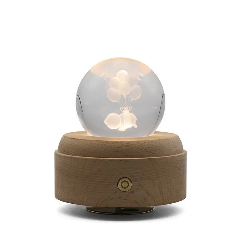 LED projection night lamp carved crystal ball