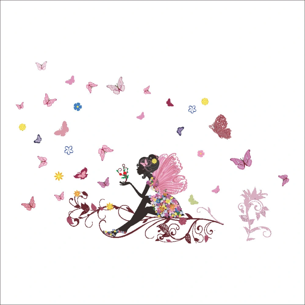 Butterfly Flower Fairy Bedroom Living Room Children's Room Background Wall Sticker