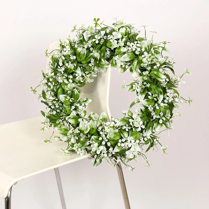 Artificial White Leaf Gypsophila Plant Garland Plastic Ring Gypsophila Wreath Spring Home Garland Decoration Pendant