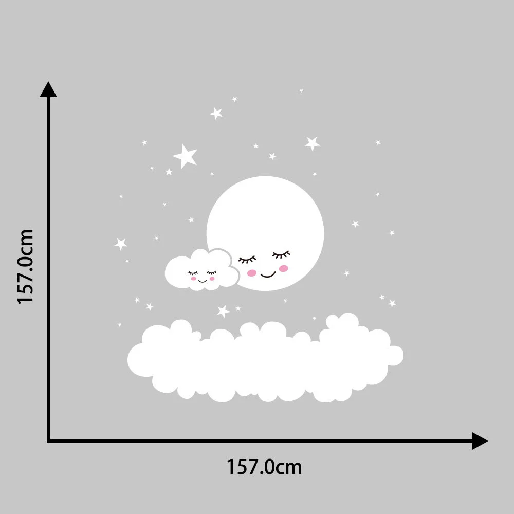 White Clouds Stars Removable Personality Wall Stickers Living Room Bedroom Sofa Background Wall