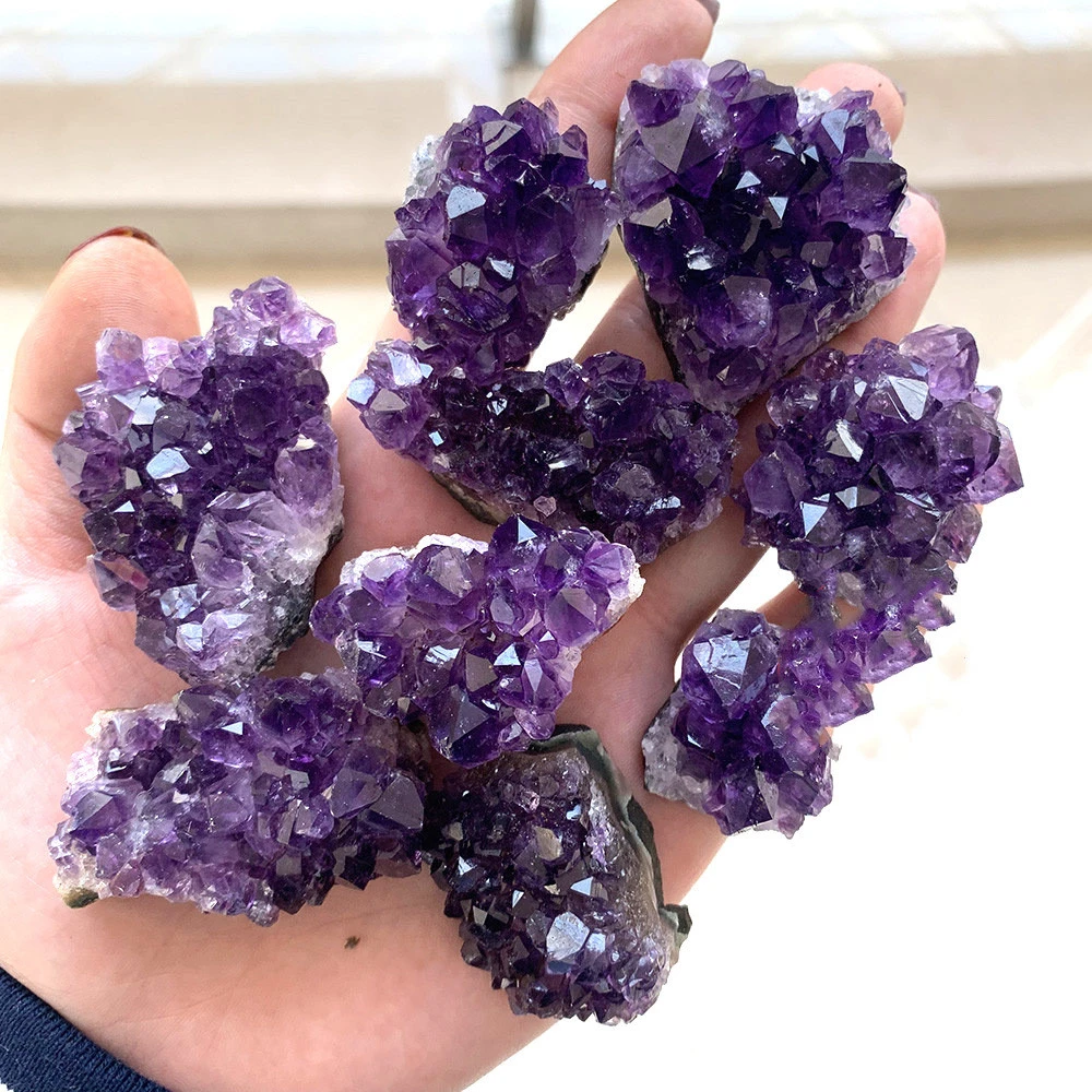 Natural Uruguay Amethyst Cluster Hole Piece Ornaments