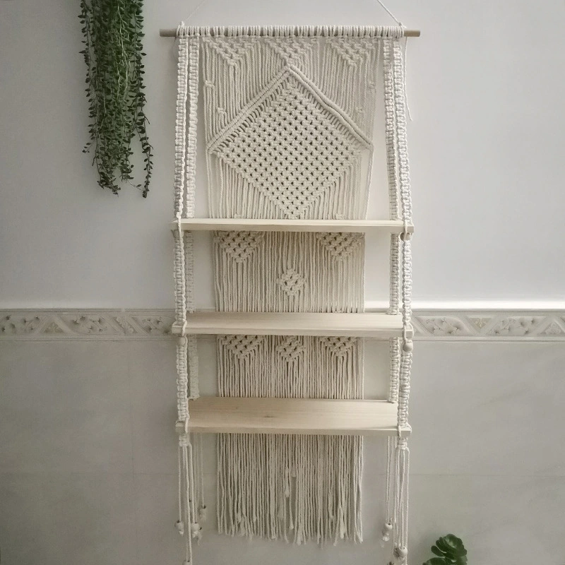 New Nordic Color Cotton Rope Hand Woven Tapestry Rack Wall Storage Rack Room Decoration