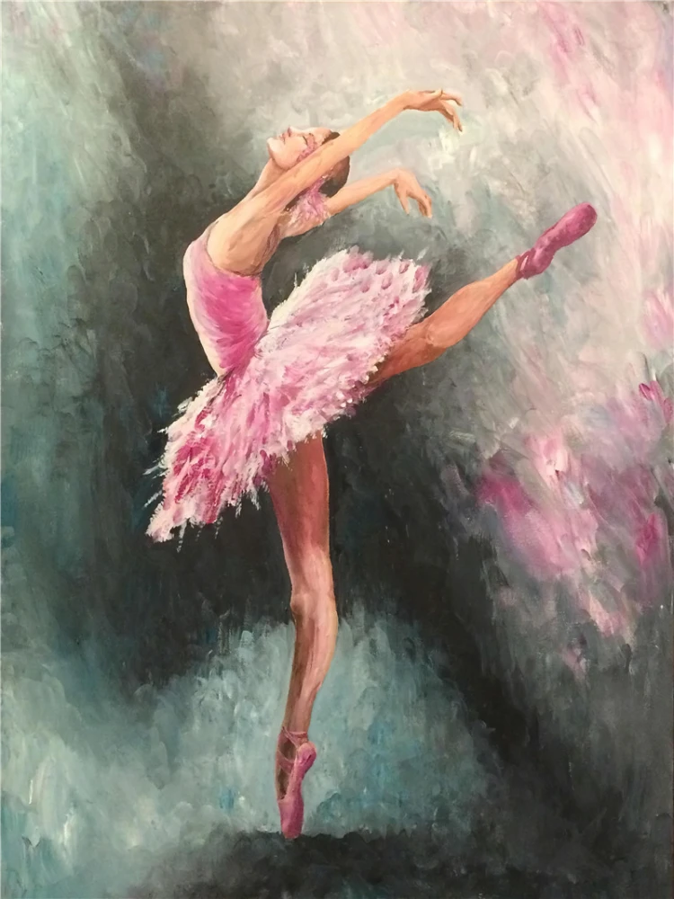 Simple European American Modern Ballet Girl Oil Painting