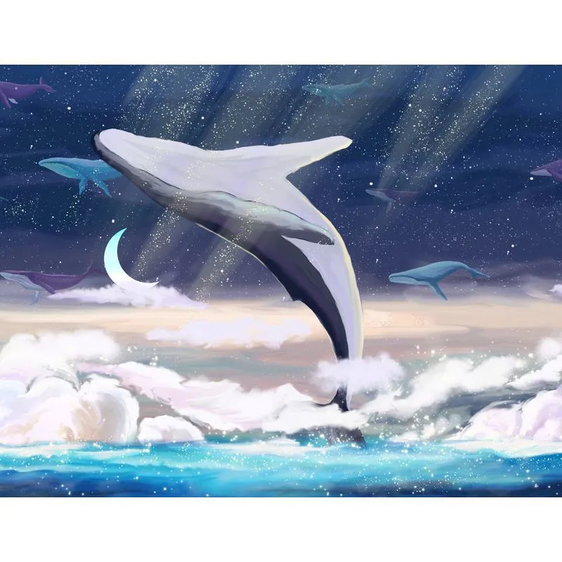 Gatyztory Whale DIY Digital Painting Hand-painted Animal Painting Acrylic Paint Canvas Coloring Home Decoration