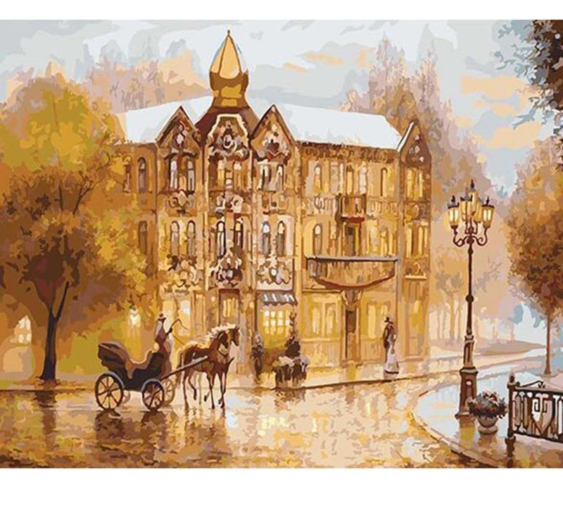 Frameless European City Digital Painting Home Wall Decoration Hand Painted