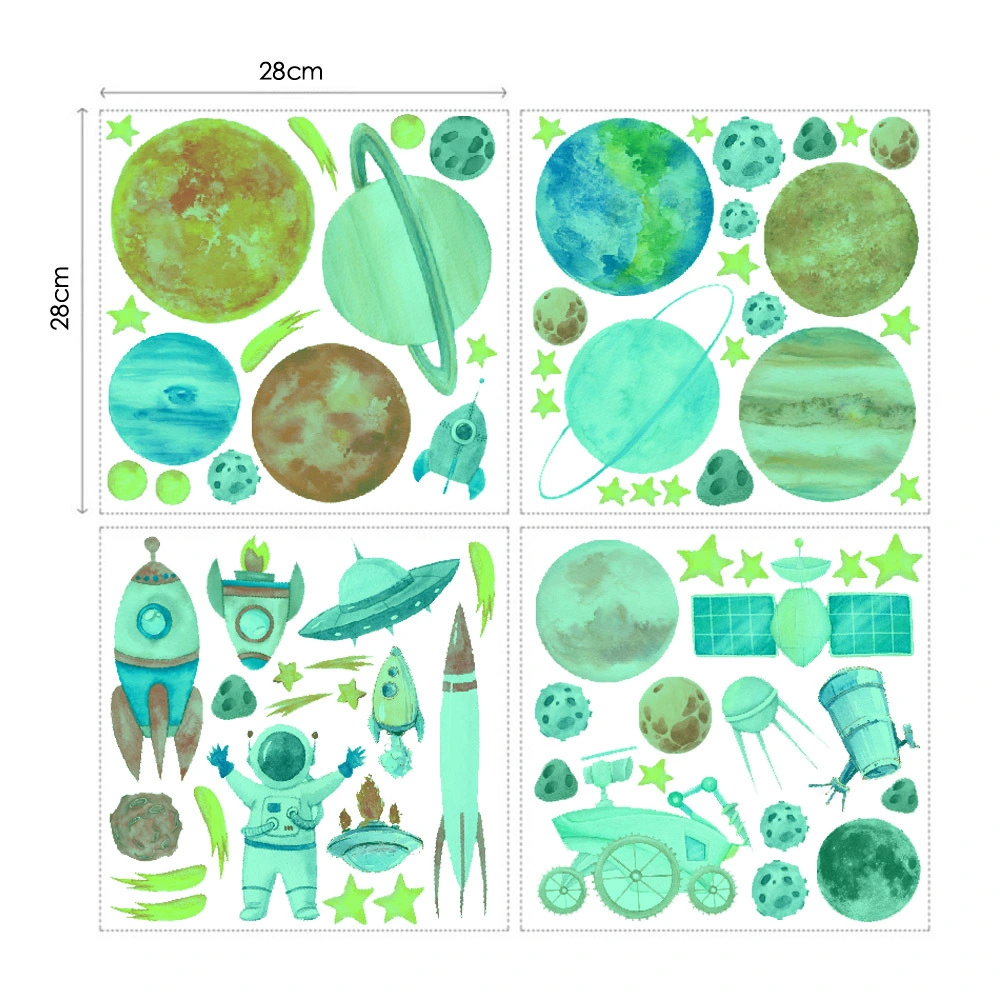 Cartoon Element Children Room Decoration Spaceship Luminous Wall Sticker