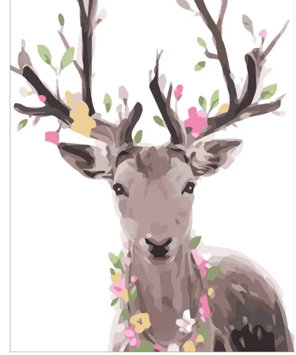 Digital Oil Painting Children's Digital Paint Canvas Ins Auspicious Deer Wall Painting