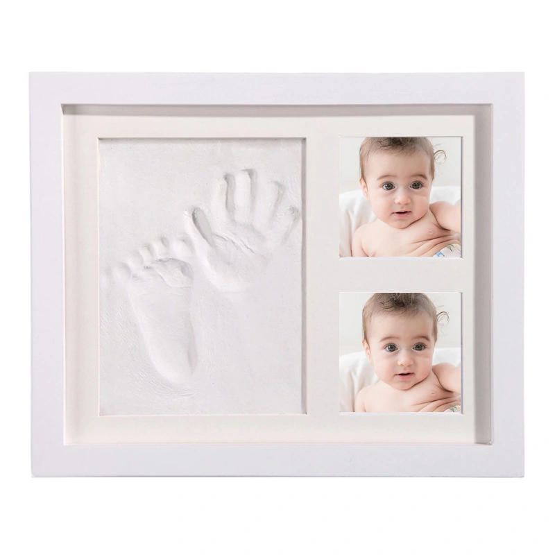 Wooden Wall-mounted Set-up Photo Frame Baby Hand And Foot Printing Mud Photo Frame