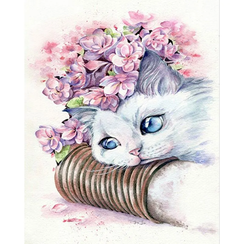 Cute Cat DIY Painted Adult Children Hand-painted Oil Painting