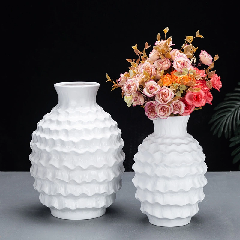 Pure Color Irregular Wave Ceramic Vase