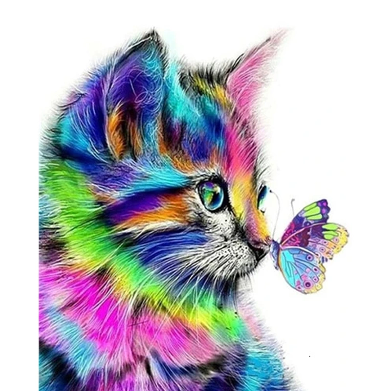 Paddestoel Schattige Kat Olieverfschilderij Handgeschilderde Woondecoratie