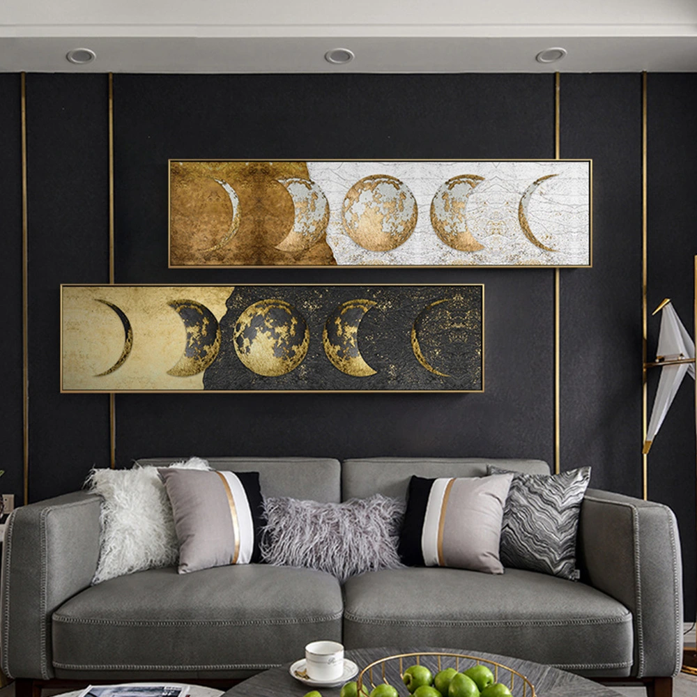 Hanging Picture Moon Earth Gold Foil Light Luxury Bedside Set