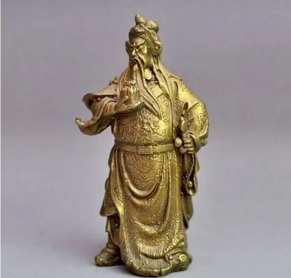 Pure Copper Bronze Statue Of Guan Gong Decorated With Official Seal Of God Of Wealth