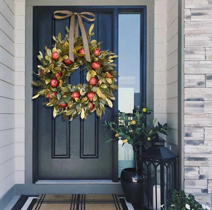 Imitation Green Plant Front Hanging Ornaments Pomegranate Fruit Garland