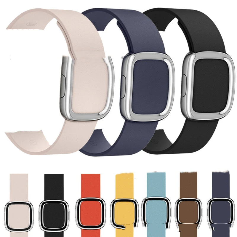 Leather Modern buckle strap For Apple Watch band