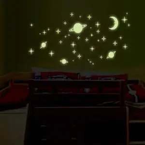 Star Moon Planet Children's Room Bedroom Entrance Decoration Fluorescent Luminous Wall Sticker