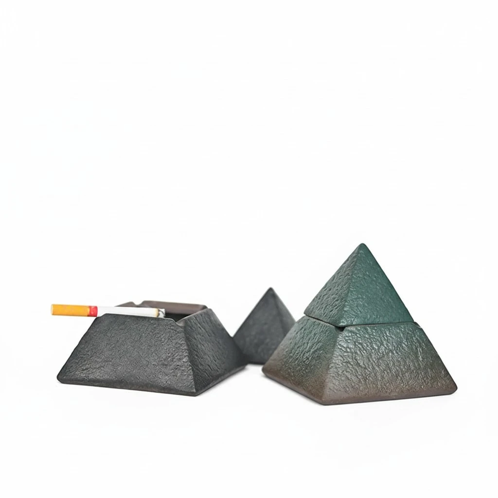 Ceramic Ashtray Pyramid Craft Decoration With Lid