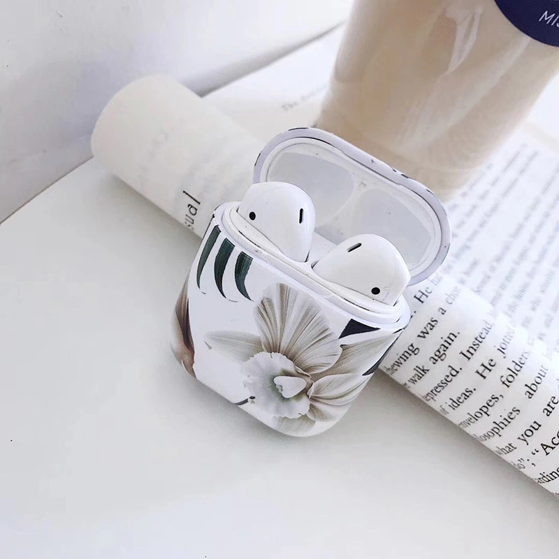 Flower Water Sticker Porcelain Bluetooth Earphone Box Protective Cover