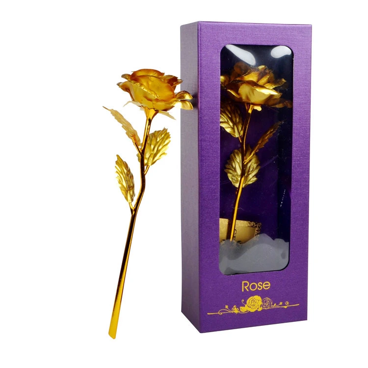 Gold Foil Rose Flower Window Gift Box For Valentine's Day