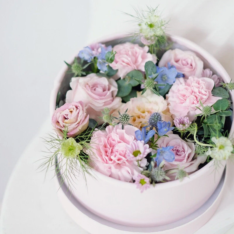 Plain Curled Round Flower Box Gift Box Hug Bucket