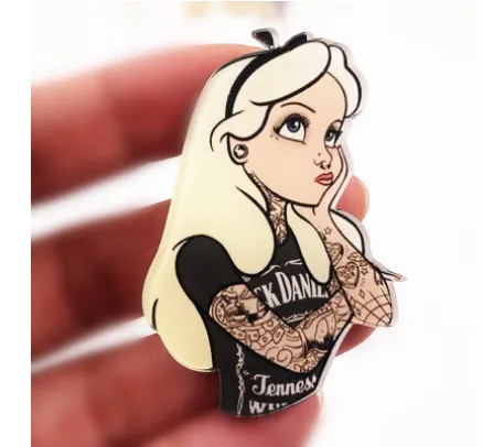 Cartoon cute tattoo girl brooch