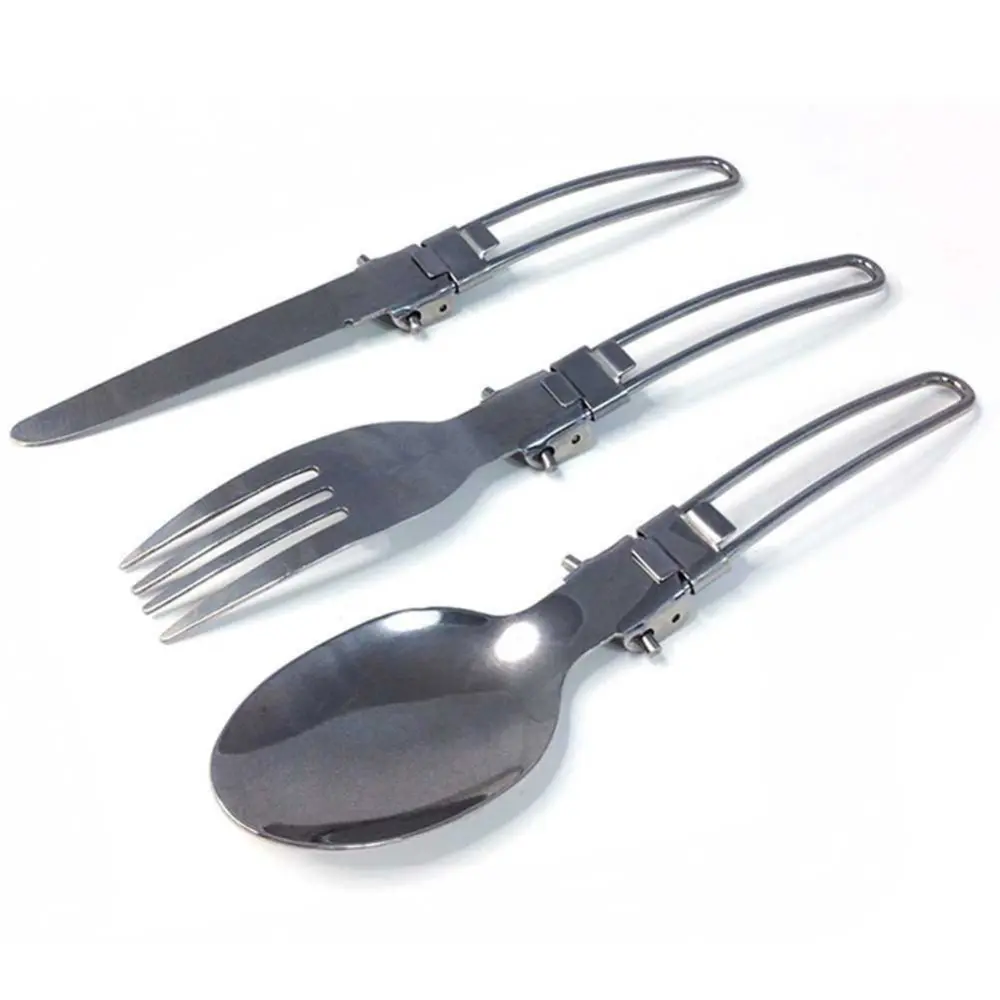 3pcs Set Folding Picnic Traveling Hiking Camping Cutlery Ute