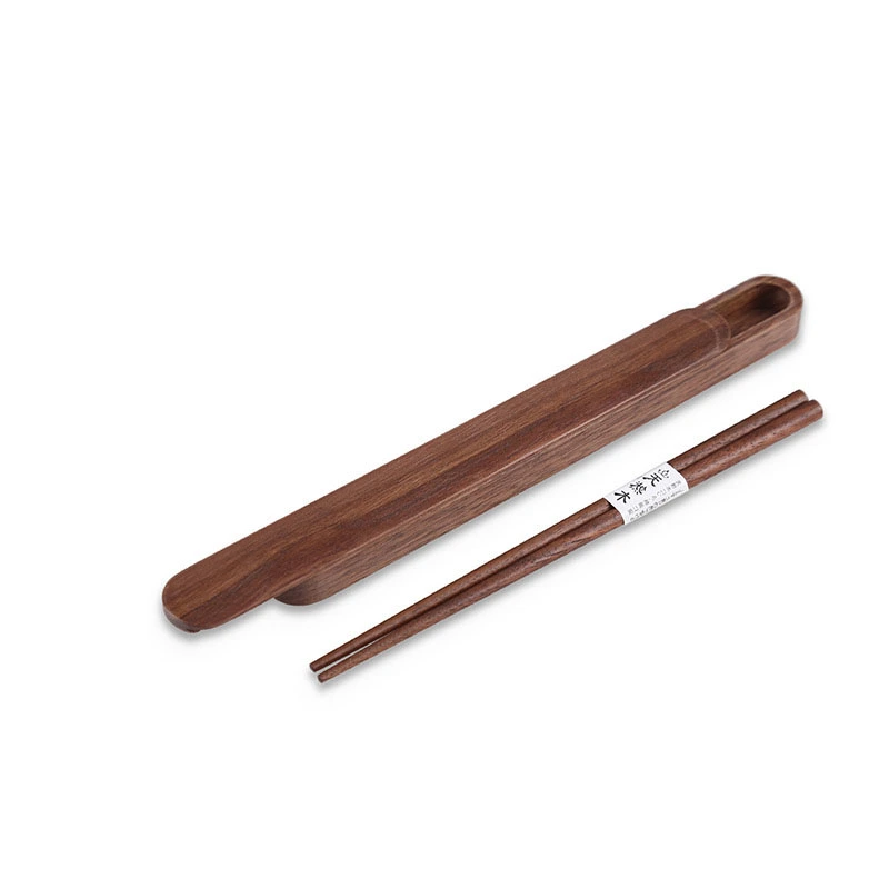 Japanese-style Simple Solid Wood Chopsticks A Pair Of Single With Box Retro Portable Chopsticks Box Travel Tableware Storage Box