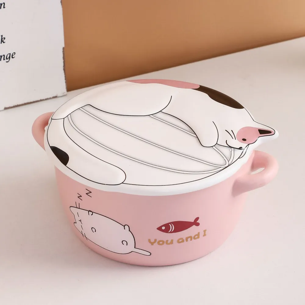 Creative New Ceramic Instant Noodle Bowl School Dormitory Staff Quick Supper Instant Noodle Bowl