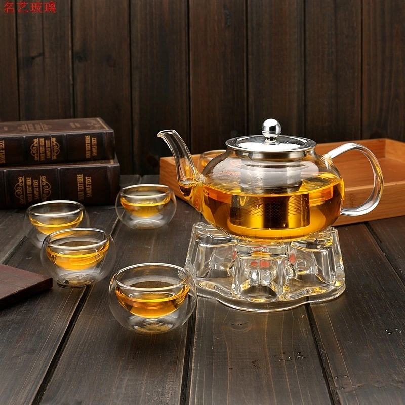 Heat-resistant High Borosilicate Glass Teapot Stainless Steel Inner Container