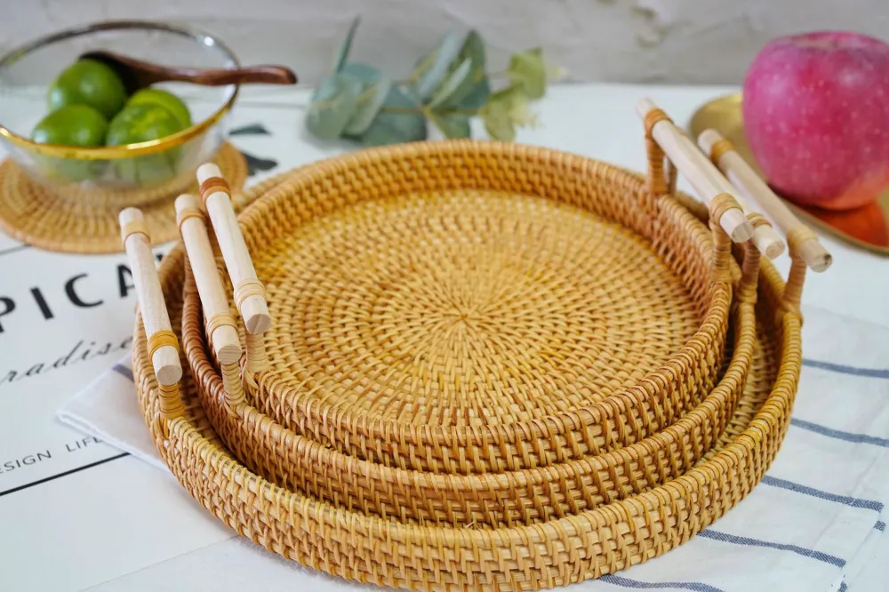 Binaural Bamboo Woven Fruit Tray Woven Basket