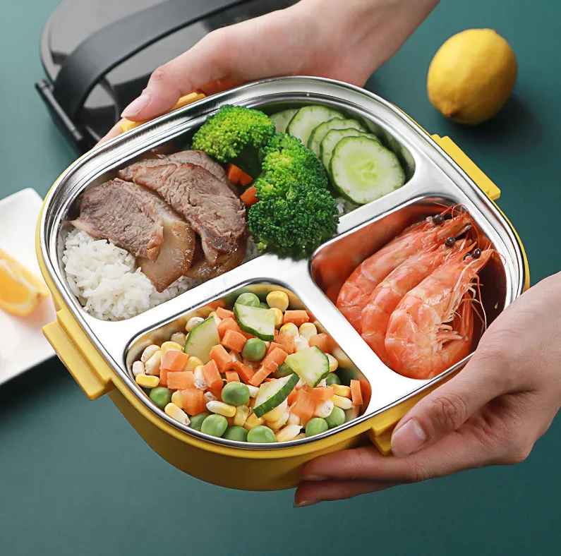 Stainless steel three grid lunch box