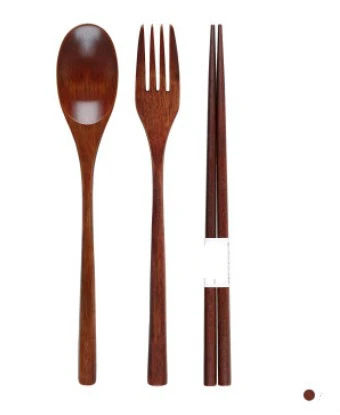 Three spoons set with wooden chopsticks