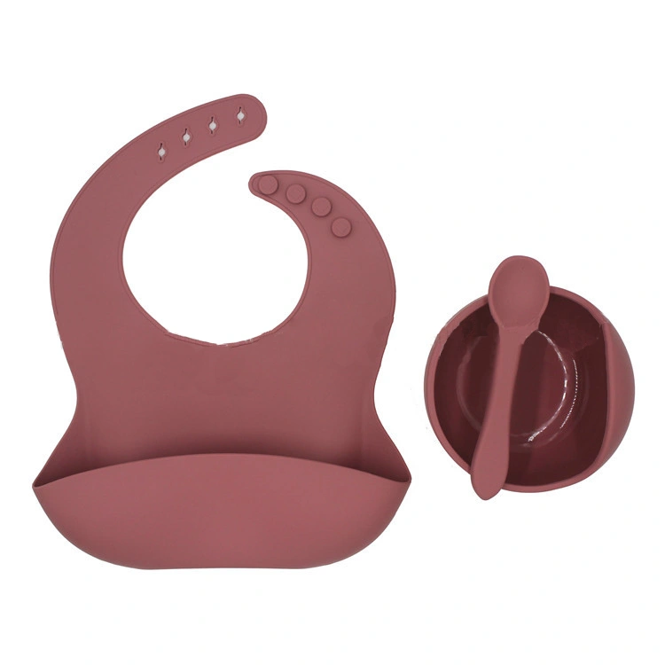 Zinc hot style silicone bib bowl spoon set