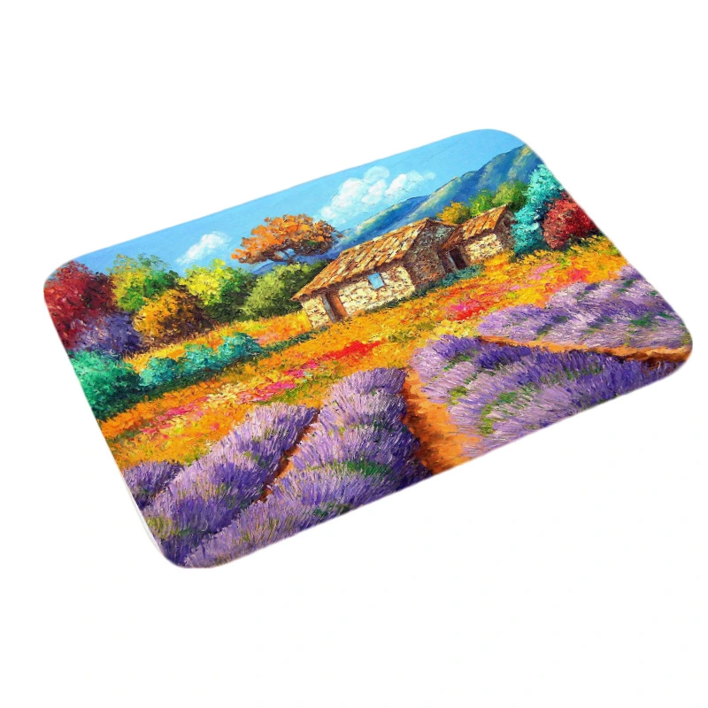 Anti slip digital printing oil painting floor mat