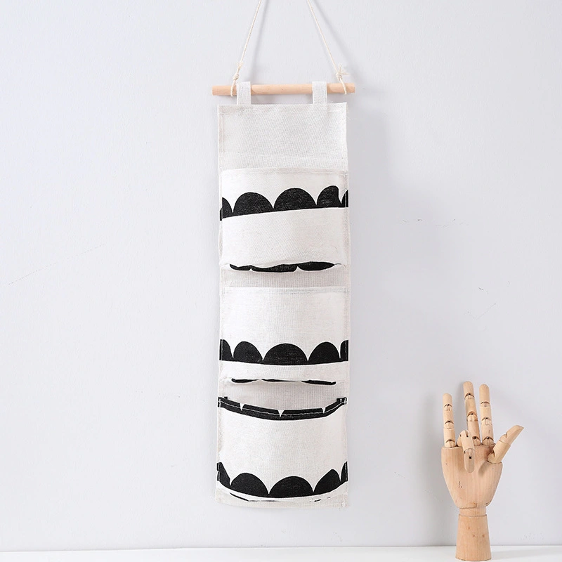 Wall-mounted three-pocket storage bag hanging bag