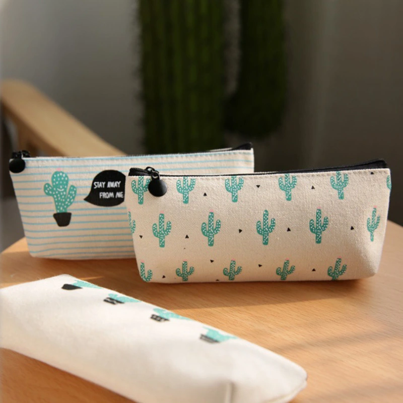 Creative And Simple Cactus Canvas Pencil Case