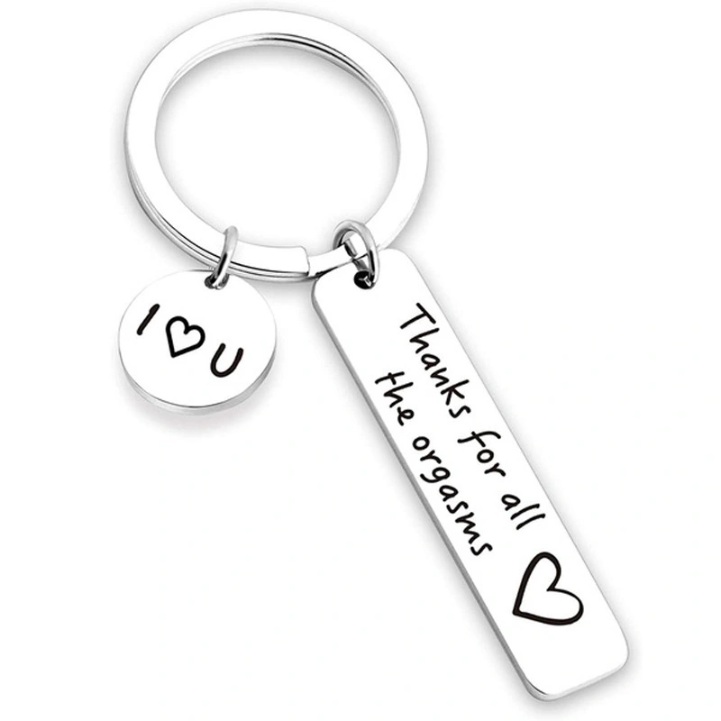 Stainless Steel Keychain Couple Black Humor Gift