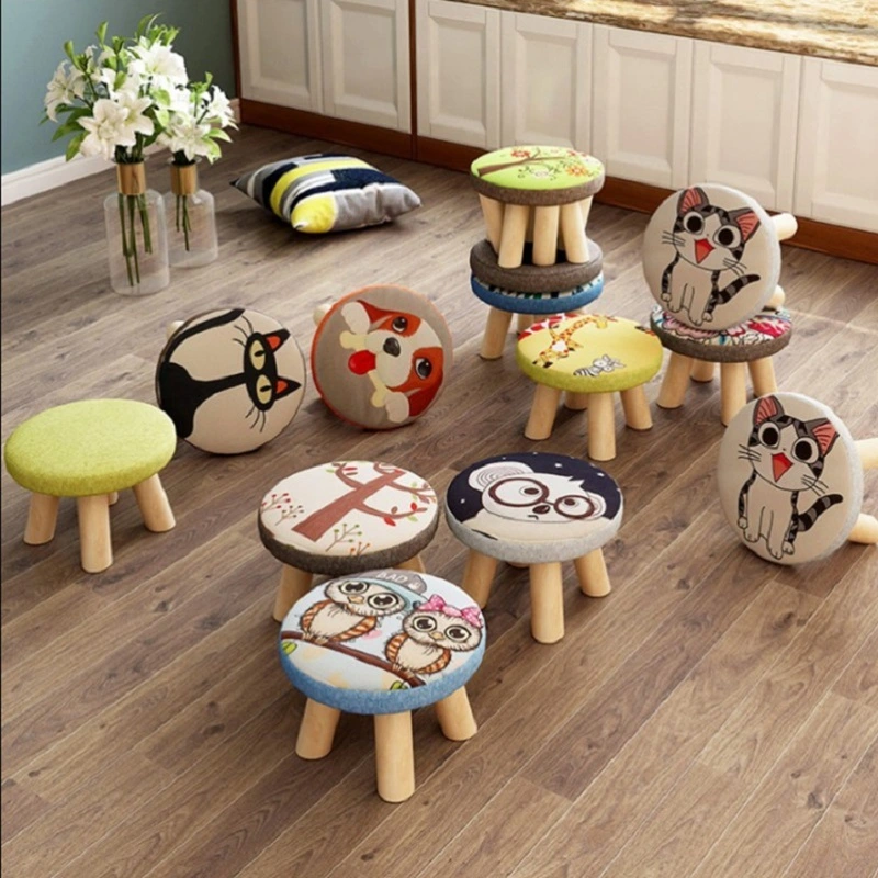 Home Cute Children's Solid Wood Round Low Stool