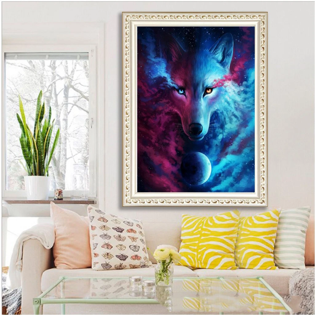 Diamond Painting Animal Wolf Head Full Diamond Living Room Home Decoration Hanging Painting