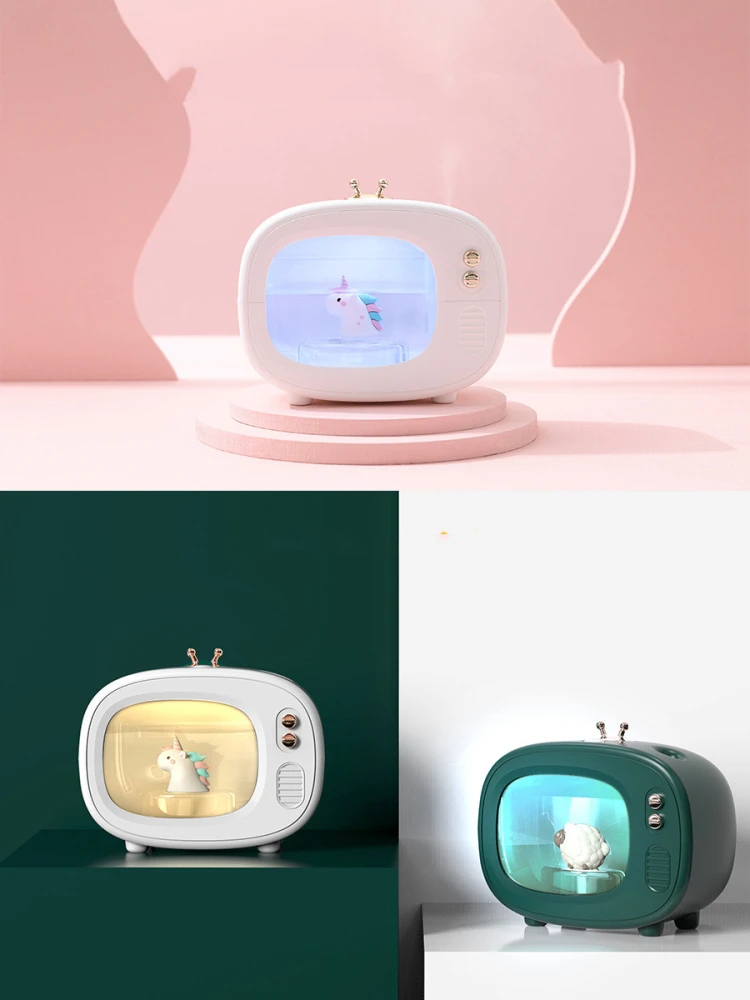 Creative Mini Cute Pet TV Humidifier Cute Girl Heart Night Light