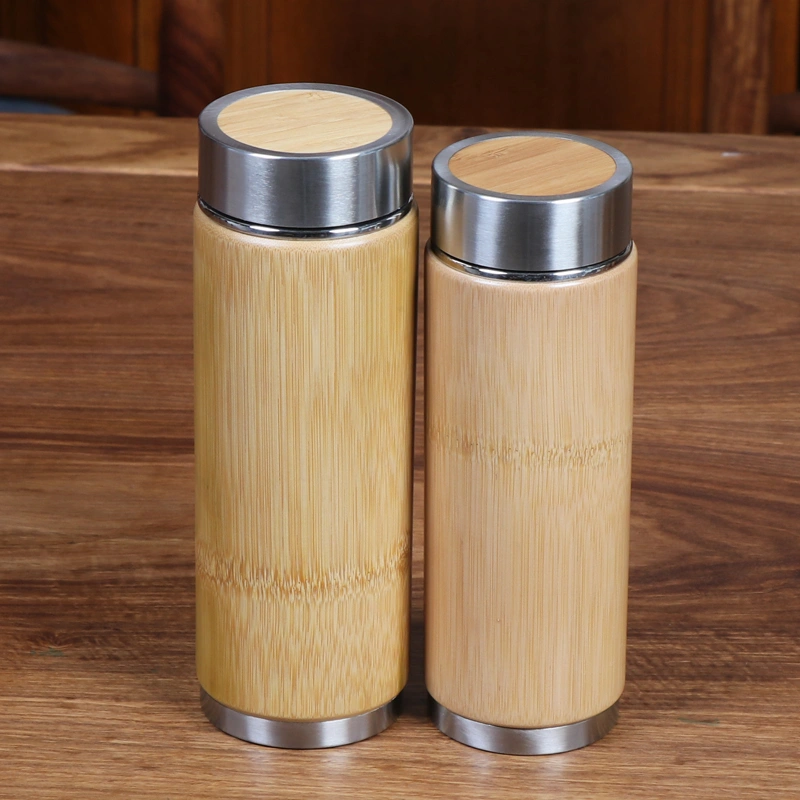 Natural Bamboo Wood Thermal Insulation Tea Cup Stainless Steel